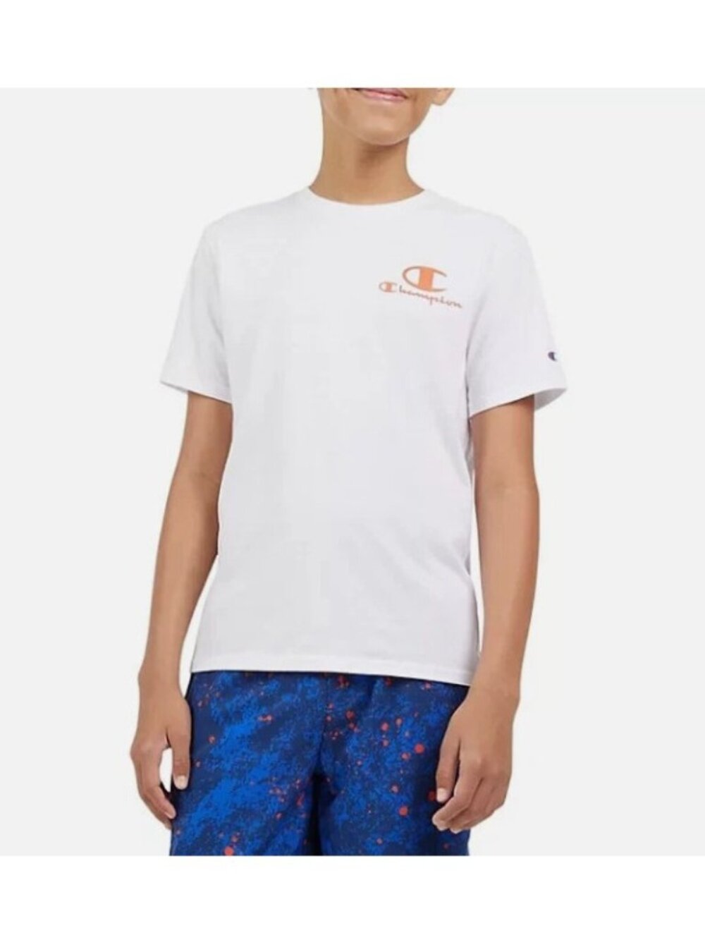 Champion Boys Everyday Active Top-White/Multicolor-Size 8-NWT